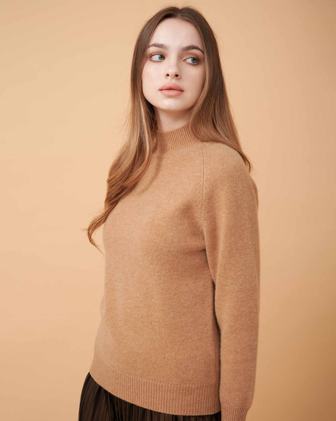 A plain knit sweater , touch of smoothness , very elegant and rich , fine-gauge cashmere , DAVINII