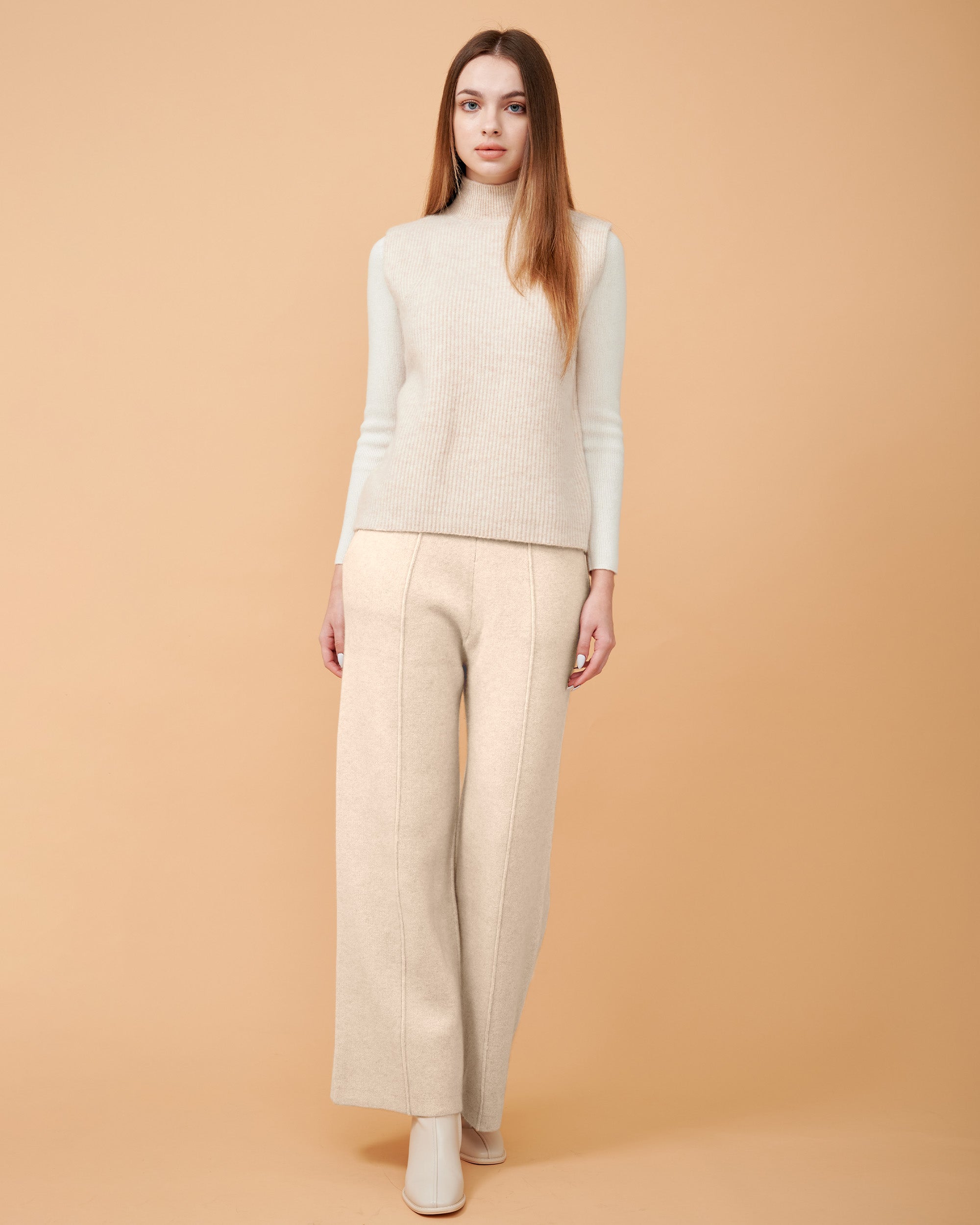 A front view of cashmere pant , values money and comfortness , smooth and comfy for every skin type
