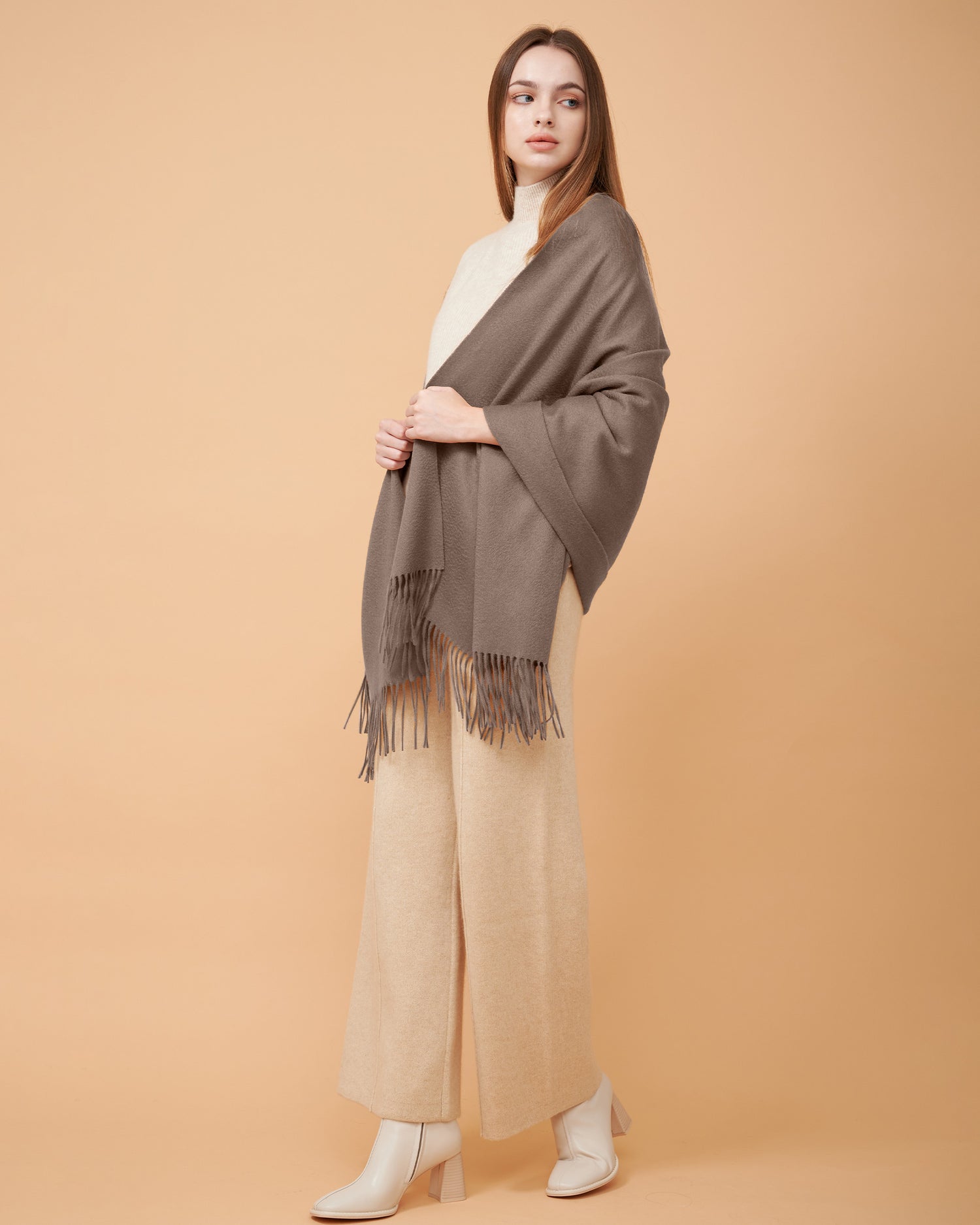 Cashmere Scarf , High Quality Scarf , Cashmere  Maple Scarf , 100% Cashmere Scarf , Scarf For All Seasons , Made By Davinii , Side Image