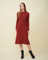 A front view of a wool sweater dress , rib knit texture , Confident look , DAVINII