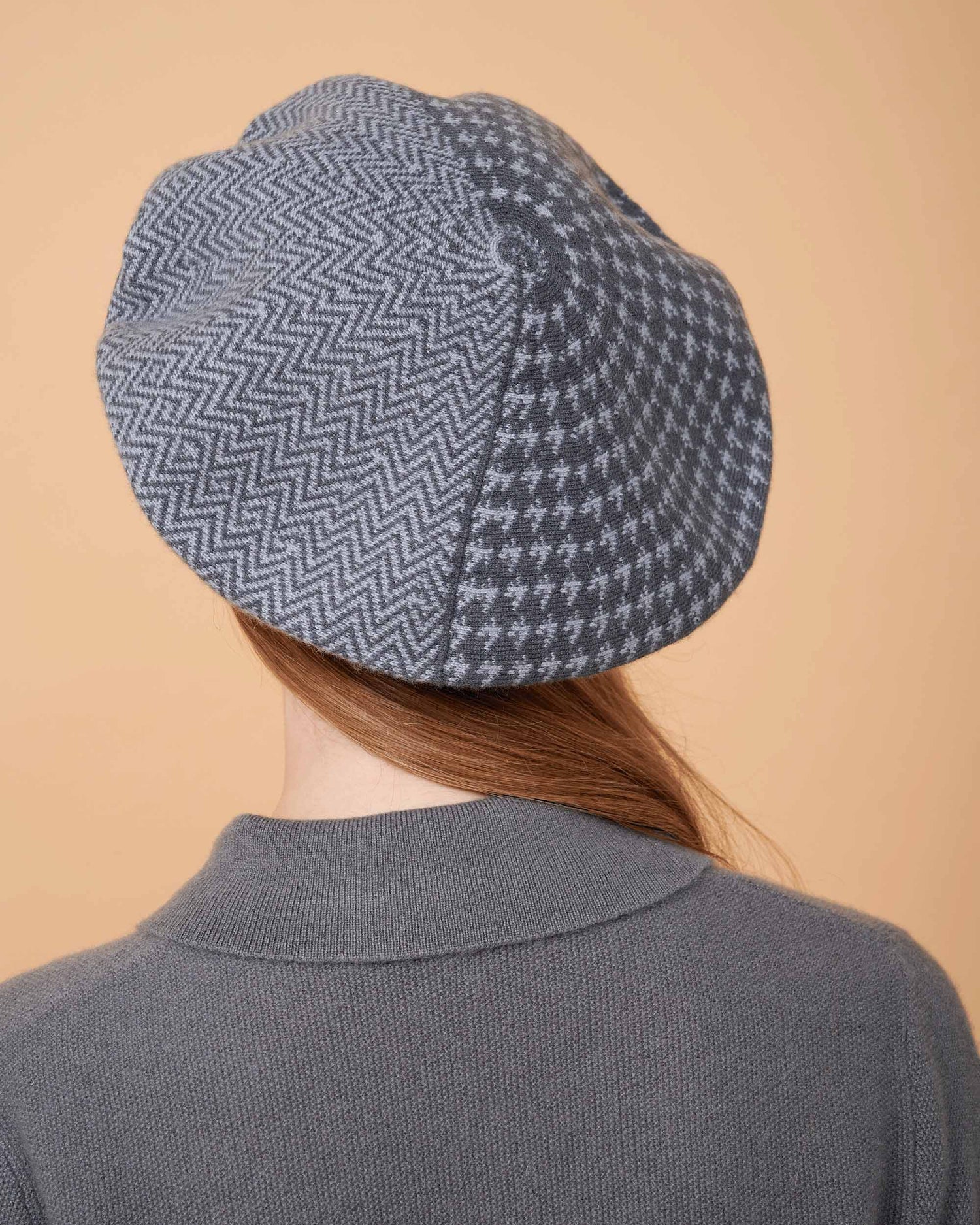 Cashmere Hat , High Quality Hat , Grey Colour Hat, 100% Cashmere Hat , Hat For All Seasons , Made By Davinii , Back Image