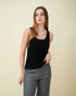 A front view of a ribbed tank top , fully fit , 100% cashmere , soft and comfy , DAVINII