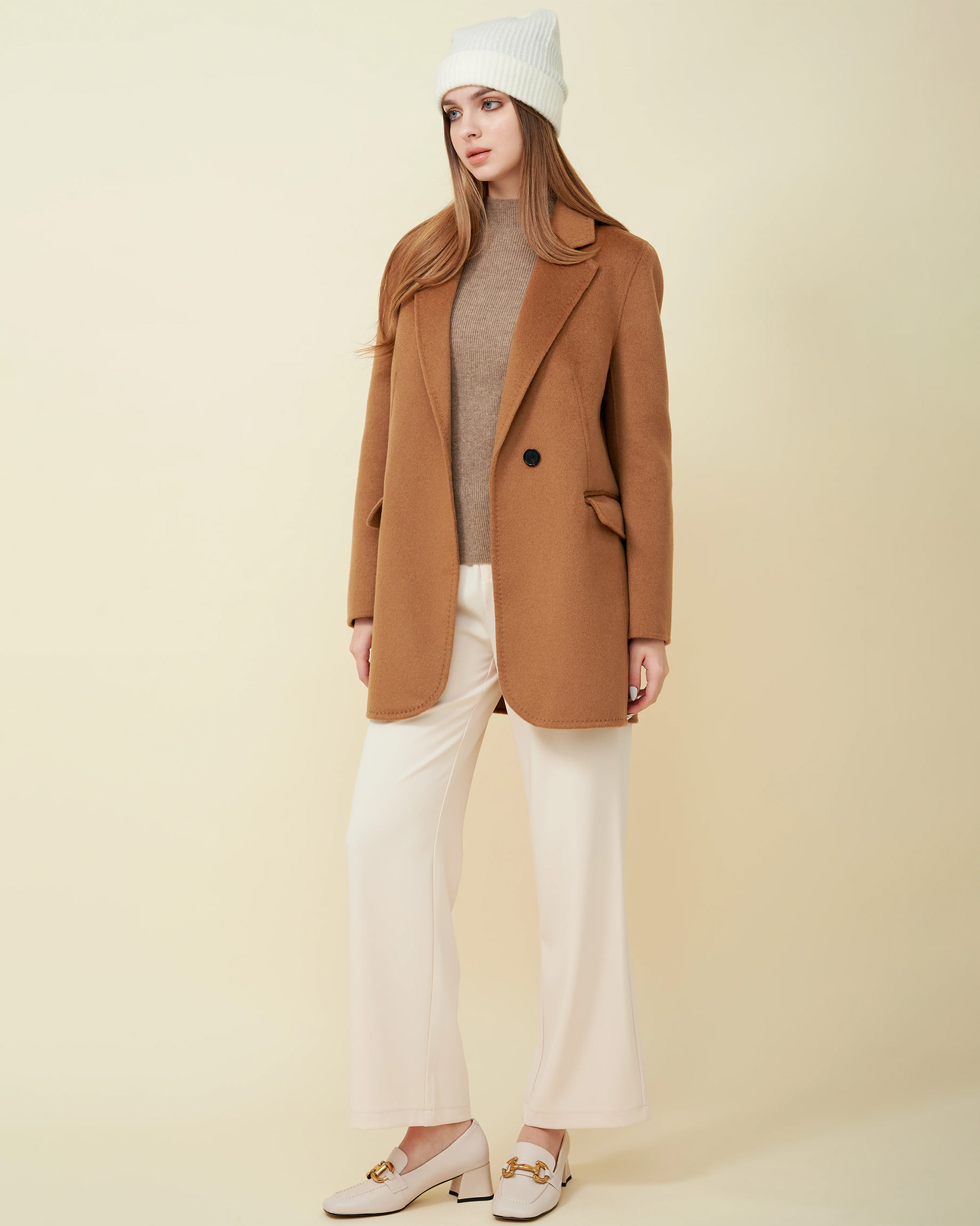 blazer hat sweater pants loafer minimalist look fashionista fashionnova elegance luxury fallfashion jacket knit outfit cashmere style instagram
