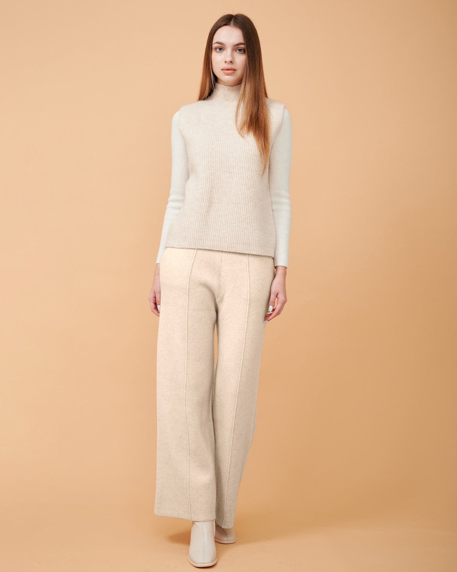 A front view of cashmere pant , values money and comfortness , smooth and comfy for every skin type 