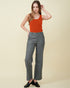 A front view of a ribbed tank top , fully fit , 100% cashmere , soft and comfy , DAVINII