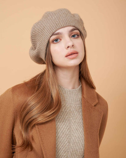 Cashmere Hat , High Quality Hat , Cashmere Taupe Hat , 100% Cashmere Hat , Hat For All Seasons , Made By Davinii , Straight Image 